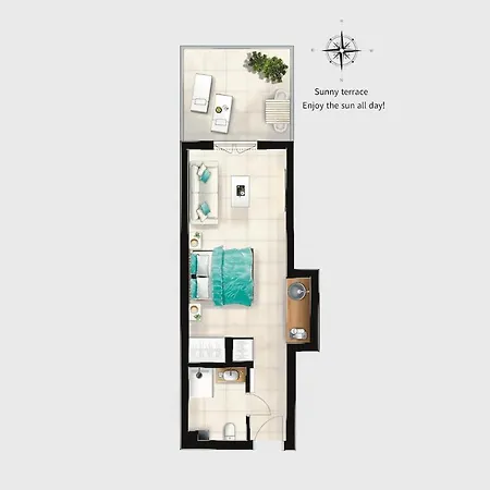 아파트 Sunny Terrace I Heated Pool I King Bed I Cook Zone I Parking